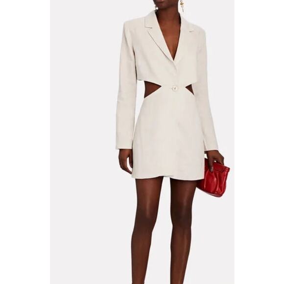 Rumer - Harper Cut Out Linen Blazer Dress in White - Picture 6 of 7
